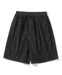 AE denim string easy short pants 6oz black washed
