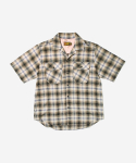 오가프(OGARP) Cosmo Checker Flannel Open Half Shirt Gray