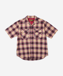 오가프(OGARP) Cosmo Checker Flannel Open Half Shirt Red