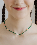 [Silver925] WIL209 Daisy Green Beads Necklace