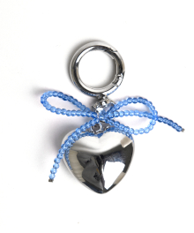 WIL604 Heart Beads Ribbon Keyring