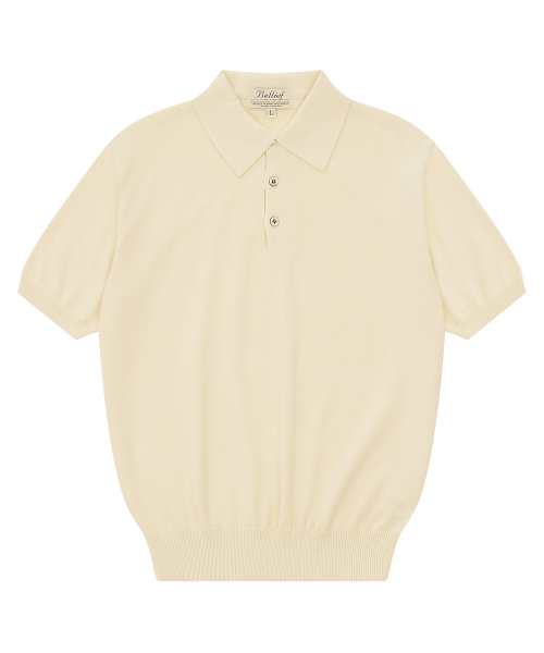 Essential Short Sleeve Polo Knit (Ecru)