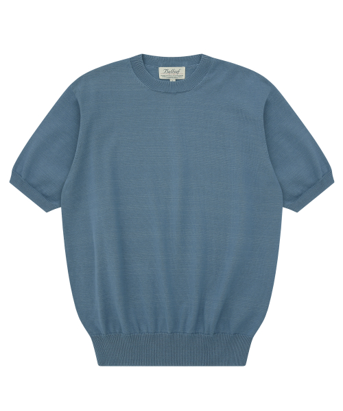 Essential Short Sleeve Round Knit (Marine синий)