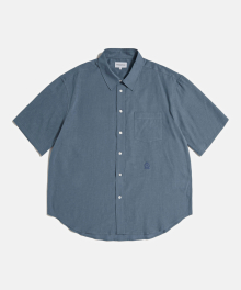 Draped Linen Tencel S/S Shirt Dust Blue