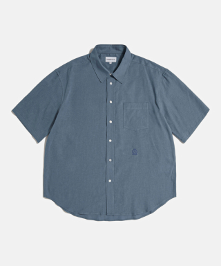 에스피오나지 Draped Linen Tencel S/S Shirt Dust Blue