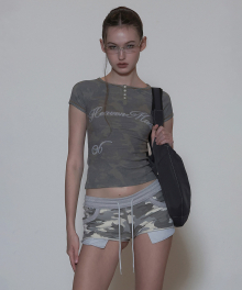 Heavenly Button Down Camo Tee Forest