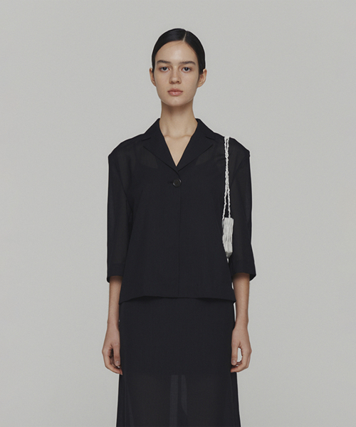 新品　AMOMENTO　SHEER CROP JACKET AMOMENTO】 SHEER CROP JACKET / SHEER MAXI LONG SKIRT