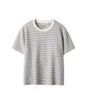 러프사이드(ROUGHSIDE) W Soft Stripe 1/2 T-Shirt Marshmallow