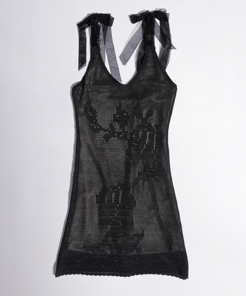 스컬프터(SCULPTOR) Silhouette Crochet Mini Dress Metallic