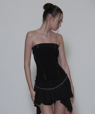 스컬프터(SCULPTOR) Tube Top Low Waist Dress Black