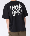 언더오프(UNDEROFF) 오버핏 크루넥 그래피티 백로고 반팔 티셔츠 블랙