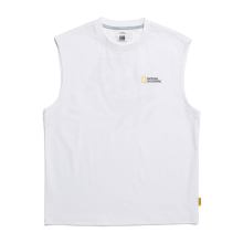 N242MTS410 세미오버핏 크로우 남성 민소매 티셔츠 WHITE
