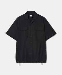 [COOL COTTON] 3-Stitch Open Collar Cotton 1/2 Shirt  S135  Black