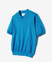 SUPIMA COTTON SHORT-SLEEVE POLO KNIT OCEAN BLUE