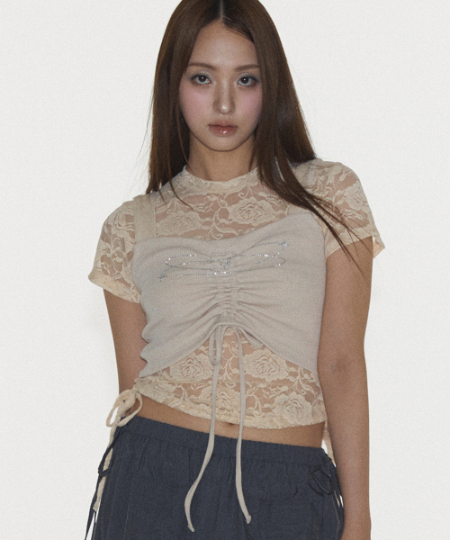 Топ PRETTY TOP IN BEIGE (майка со сборками)