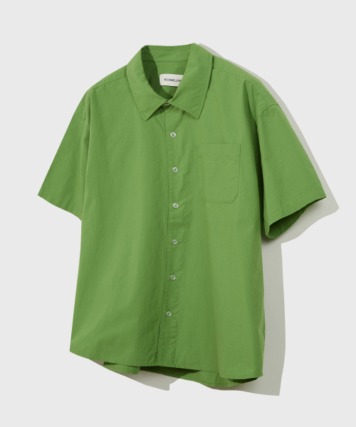 хлопок выстиранный половина shirt_green