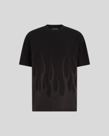 BLACK T-SHIRT WITH CORROSIVE FLAMES