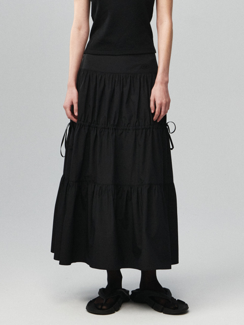 MUSINSA | KIJUN Shirring Full Skirt Black