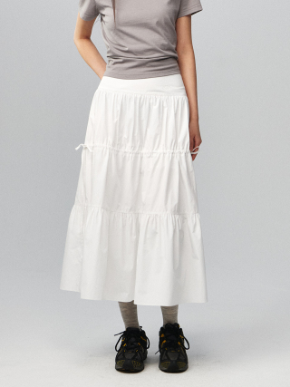 기준(KIJUN) Shirring Full Skirt White