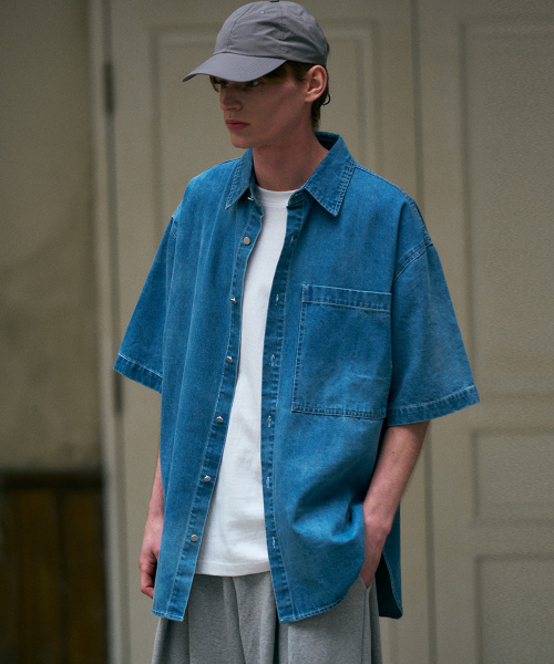 джинс оверсайз короткий рукав shirt_blue