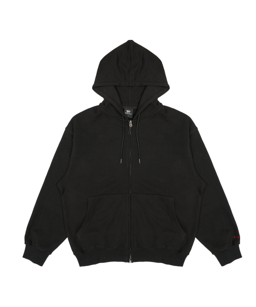 와일드락() 로고 베이직 스웻 후드집업_블랙 상품 이미지