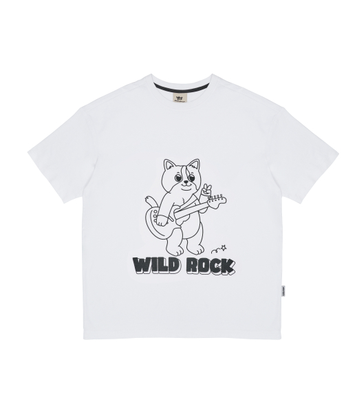 와일드락() 낭만을 쫓는 뚱냥이 냥파 티셔츠_화이트 상품 이미지