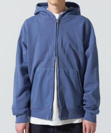 Pigment Dyed Hood Zip Up [Blue]