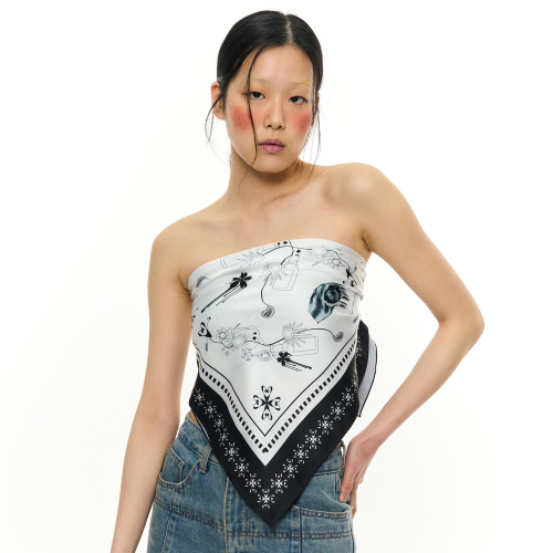 JOMO Motif Square Scarf_белый