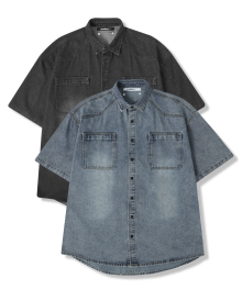 Western Short-sleeve Denim Shirt - 2COL