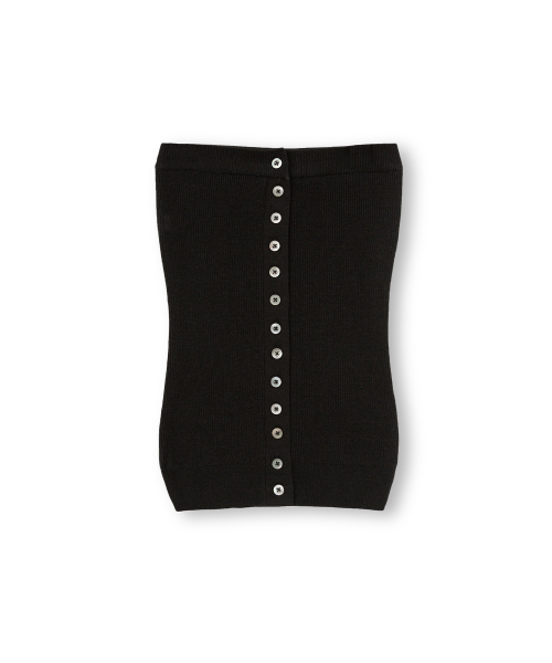 W Button Knit Bustier, Black