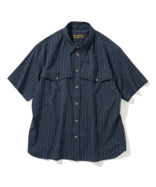 two pocket stripe s/s shirt navy