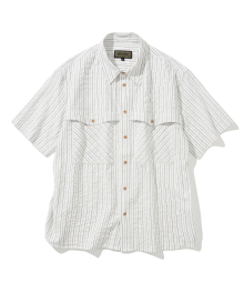 two pocket stripe s/s shirt white