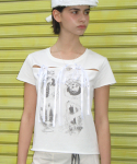타입서비스(TYPESERVICE) Front Slit Ribbon T-Shirt [Off White]