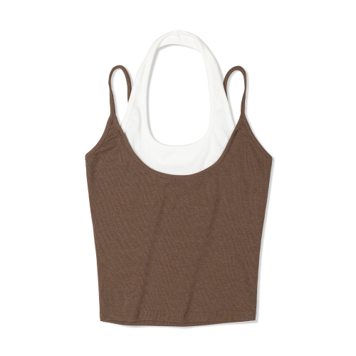 Многослойный топ на бретелях (BROWN)