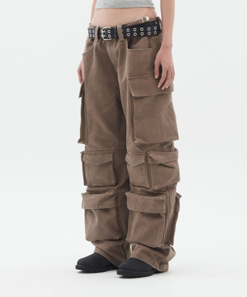Ten карман карго pants_Brown