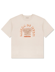 UNISEX 오버핏 베어프렌즈 엠보 로고 반소매 티셔츠 크림(FCE2TS406M)