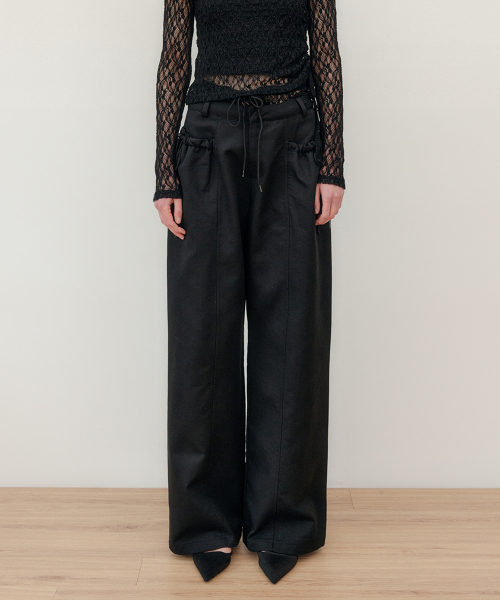 ☆韓国の人気☆【YUSE】☆LACE LAYERED COTTON WIDE PANT.S☆ ☆韓国の人気☆【YUSE】☆LACE LAYERED COTTON WIDE PANT.S