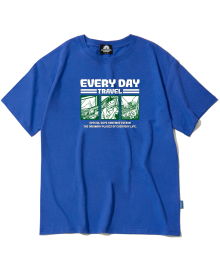 EVERYDAY CARTTON 그래픽 티셔츠 - 블루