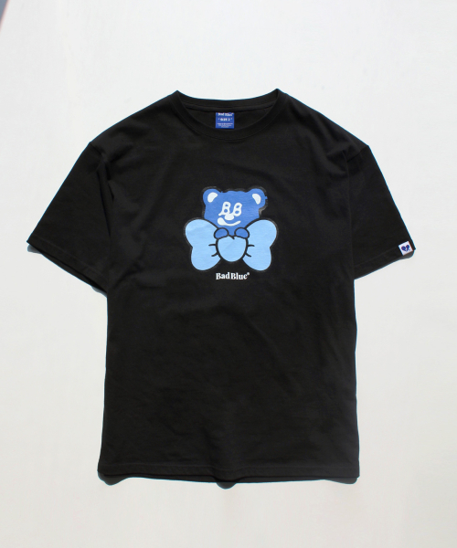 BAD BLUE ♥ Ribbon BadBear Tee / 追跡付 배드블루(BADBLUE) Ribbon BadBear Tee Black - 사이즈 & 후기