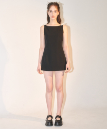 RIBBON SLEEVELESS ONE PIECE BLACK