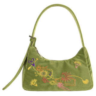 킴지수 Multicolour Embroidery Velvet Mini Bag _ GREEN