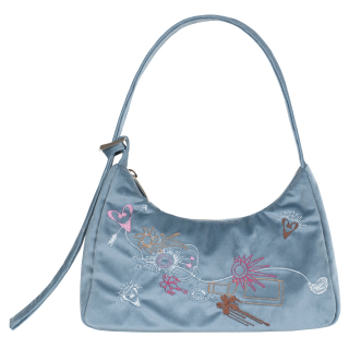 킴지수 Multicolour Embroidery Velvet Mini Bag _ SKY BLUE