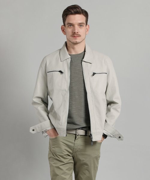 Куртка из экокожи на молнии Light Grey