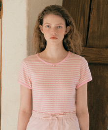 STRIPE SKASHI T-SHIRT PINK