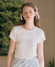 LACE RIBBON T-SHIRT WHITE