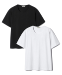 베이스모먼트(BASEMOMENT) [2pack]에센셜 실켓 U넥 티셔츠