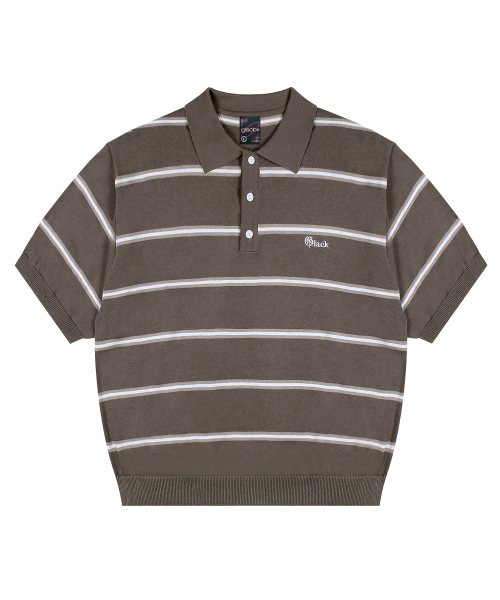 GNT016 몹스터 스트라이프 카라 니트 (KHAKI BEIGE)