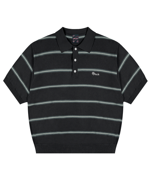 GNT016 Mobster полосатое поло вязаное (CHARCOAL GRAY)