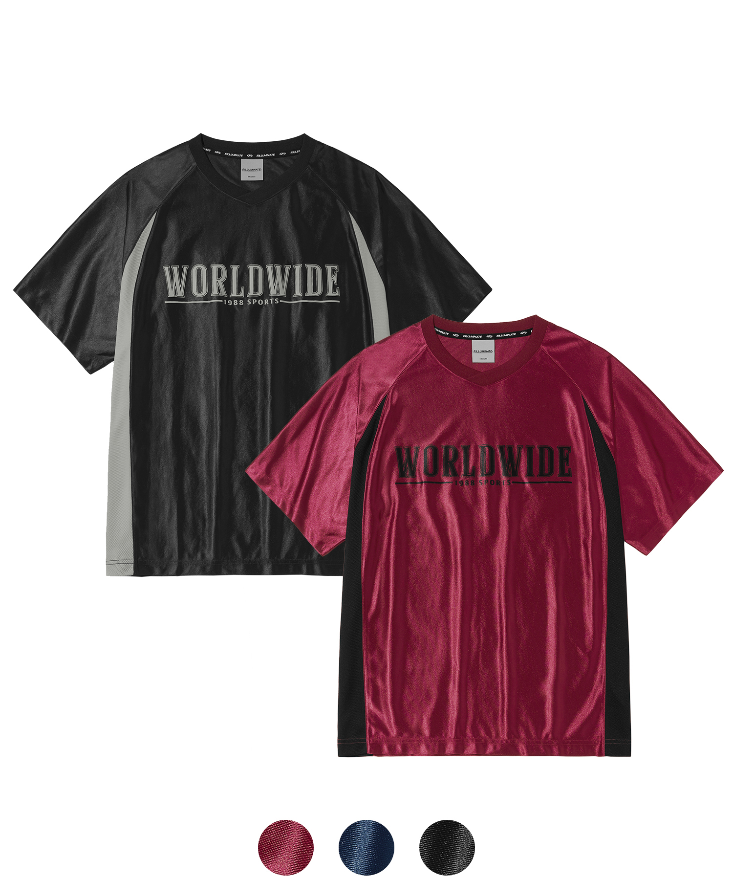 Glossy V-образный вырез футболка-3Color