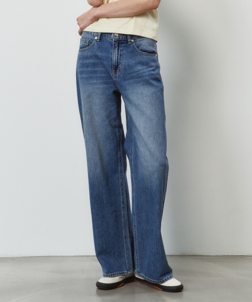 Широкие джинсы M02 MID BLUE